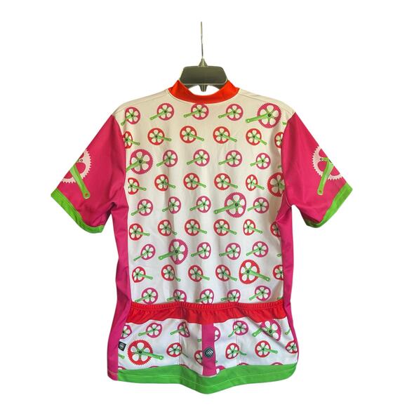 Aero Tech Designs Women’s Cycling Jersey Pink/Green Gears Designs Size Large - Picture 5 of 6